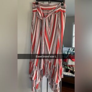 Easel Striped Linen Ruffle skirt Women’s Boutique Size Large NWOT